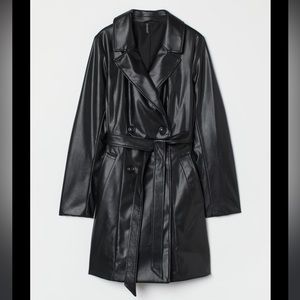NWT H&M vegan leather trench coat